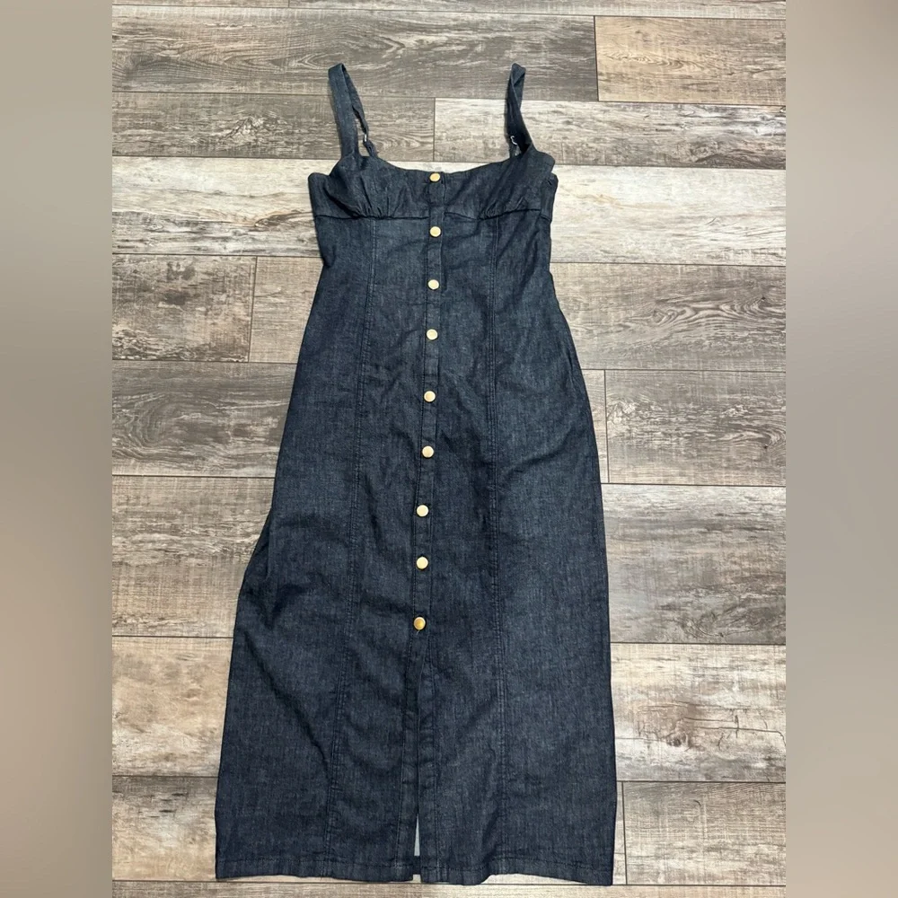 Zara Black Denim Midi Dress - Picture 6 of 9